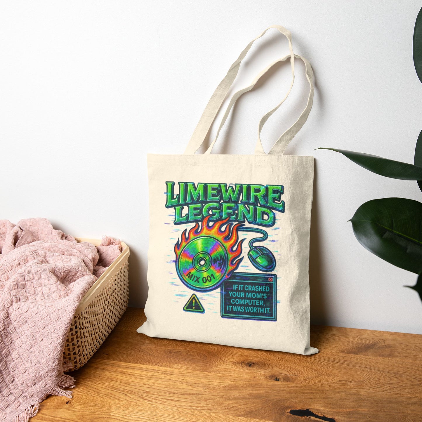 Retro Limewire-Inspired Canvas Tote Bag – Vintage Music Vibes