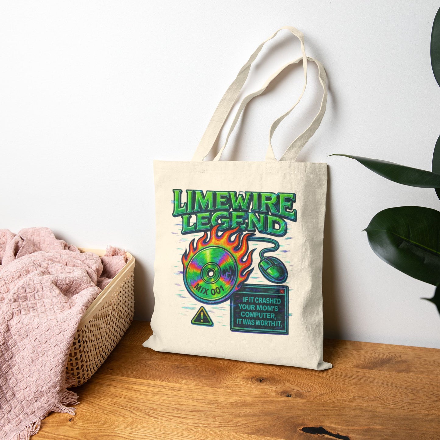 Retro Vibes Cotton Canvas Tote Bag - Music & Lime Art Design