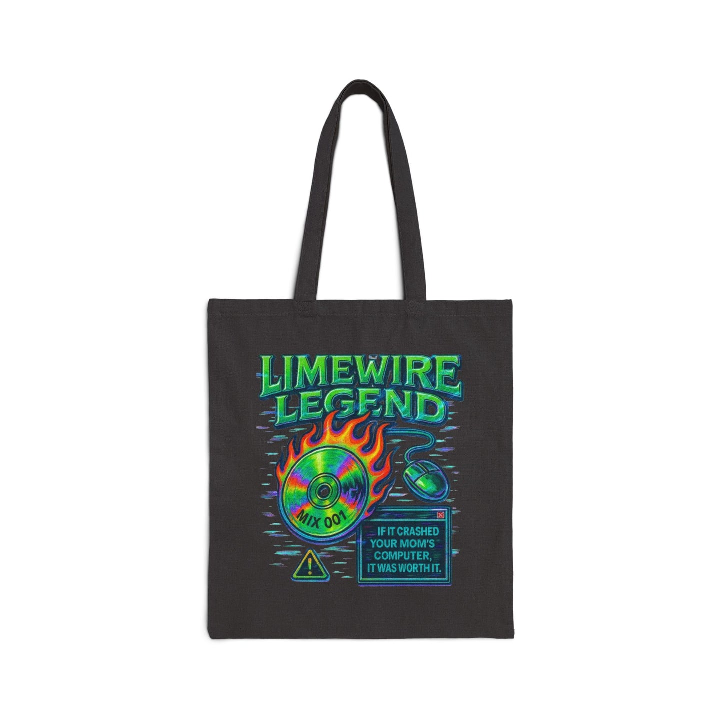 Retro Vibes Cotton Canvas Tote Bag - Music & Lime Art Design