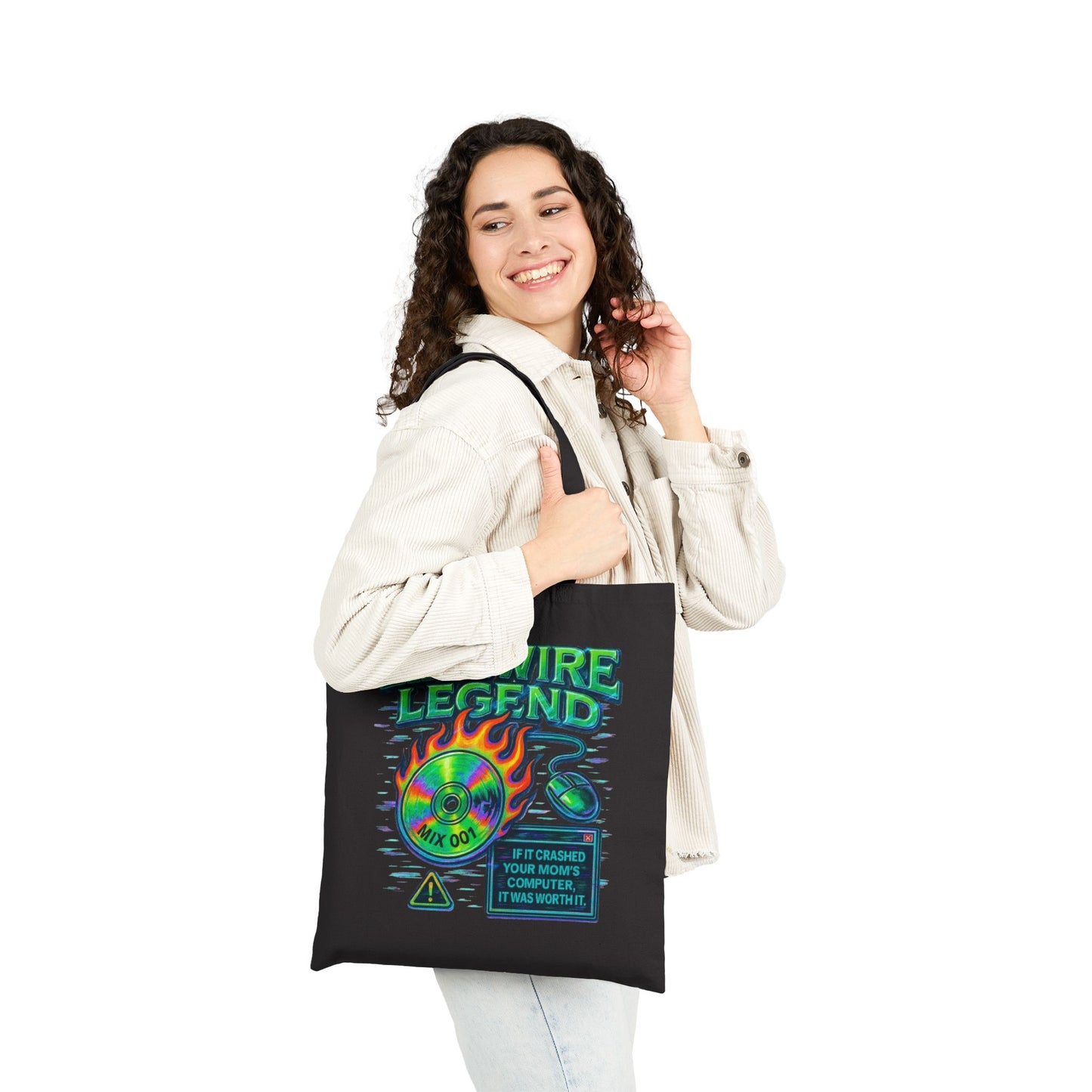 Retro Vibes Cotton Canvas Tote Bag - Music & Lime Art Design