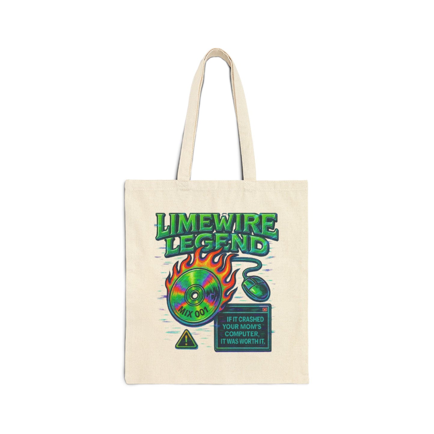 Retro Vibes Cotton Canvas Tote Bag - Music & Lime Art Design