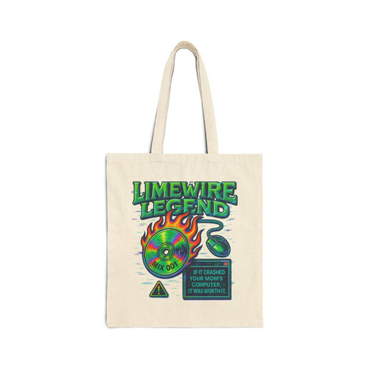 Retro Vibes Cotton Canvas Tote Bag - Music & Lime Art Design